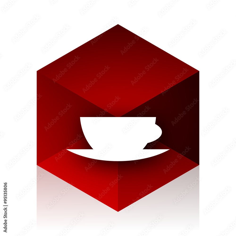 espresso red cube 3d modern design icon on white background espresso red cube 3d modern design icon on white background
