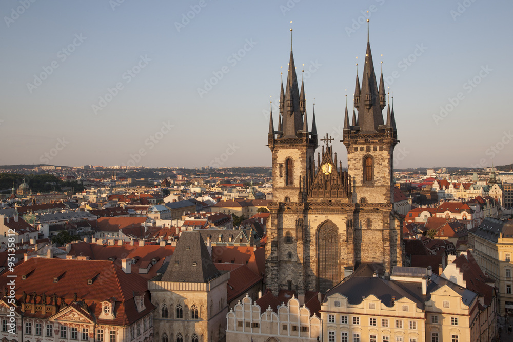 Church of Our Lady Before Tyn and Cityscape of Prague