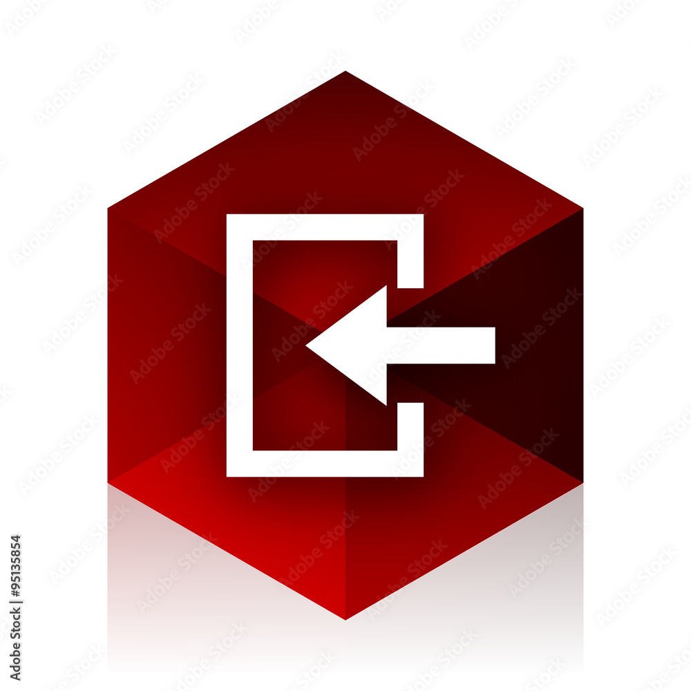 enter red cube 3d modern design icon on white background