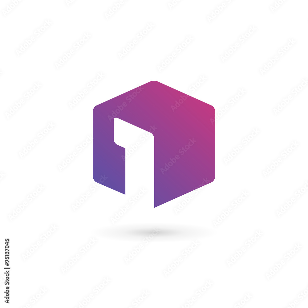 Fototapeta premium Number one 1 cube logo icon design template elements