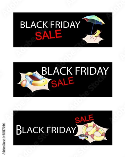 Beach Items on Three Black Friday Sale Banners