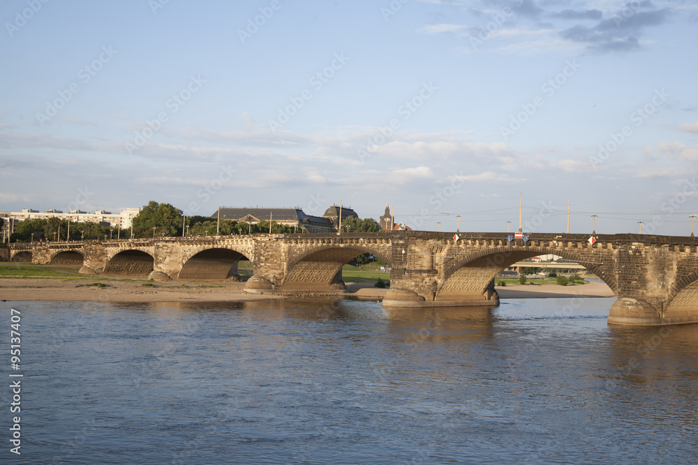 Fototapeta premium Augustus Bridge - Augustusbrucke, River Elbe, Dresden