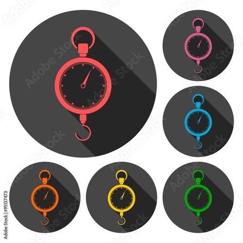 Scales icons set with long shadow