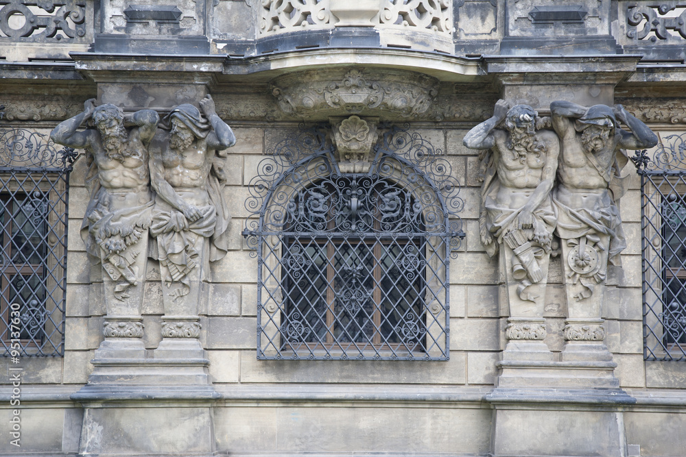 Obraz premium Detail on Exterior Wall of Dresden Castle, Saxony, Germany