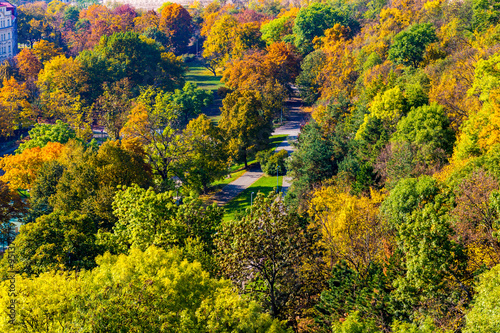 Fototapeta Naklejka Na Ścianę i Meble -  Autumn view from Nuselsky bridge, Prague, Czech Republic