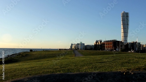 Turning Torso building modern futuristic big house  in Malmo Sweden