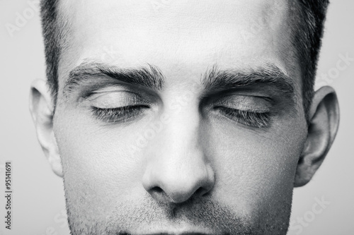 Men's eyes closed