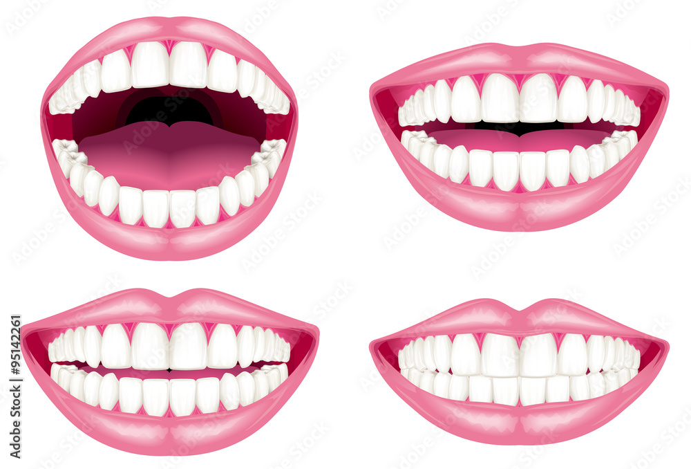 白い歯と唇 Stock ベクター Adobe Stock