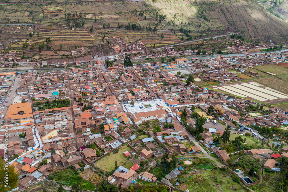Aerial view of Pisac, Sacred Valley of Incas, Peru