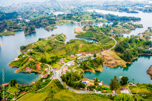 Breathtaking aerial view of Guatape in Antioquia, Colombia