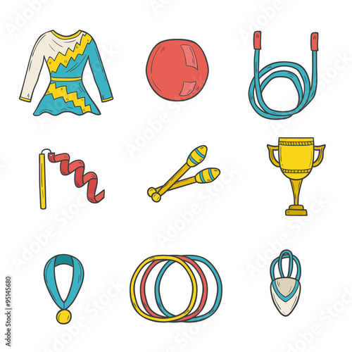 Hand drawn gymnastics icons