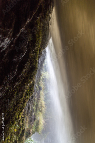 Pailon del Diablo  Devil s Cauldron  waterfall as viewed from behind  Ecuador