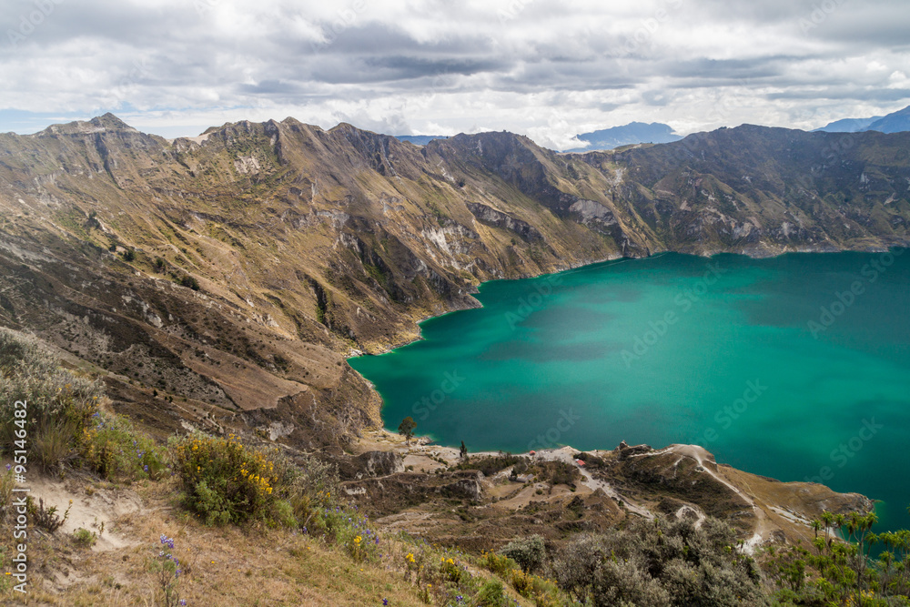 Laguna Quilotoa - volcanic crater lake in Ecuador Laguna Quilotoa - volcanic crater lake in Ecuador