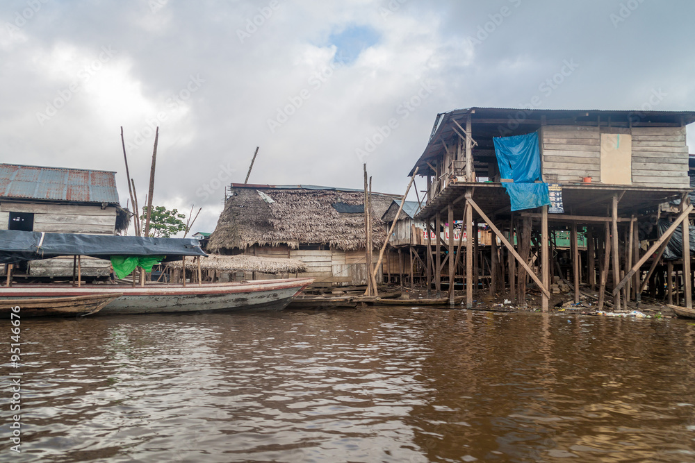 View of partially floating shantytown in Belen neigbohood of Iquitos, Peru. View of partially floating shantytown in Belen neigbohood of Iquitos, Peru.