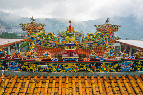 Decoration on the roof of Quanji Temple, Jiufen, Taiwan.