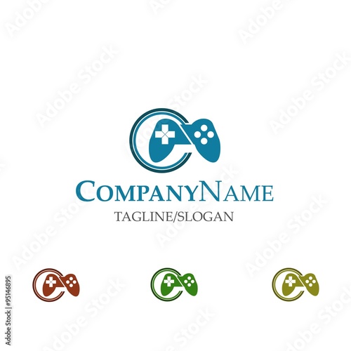 Game play joystick logo icon Vector