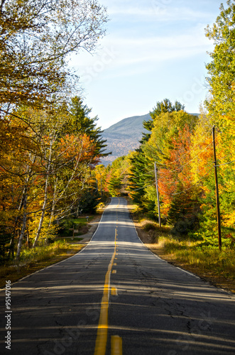 Autumn Road in New England: Scenic Drive during Fall in Maine