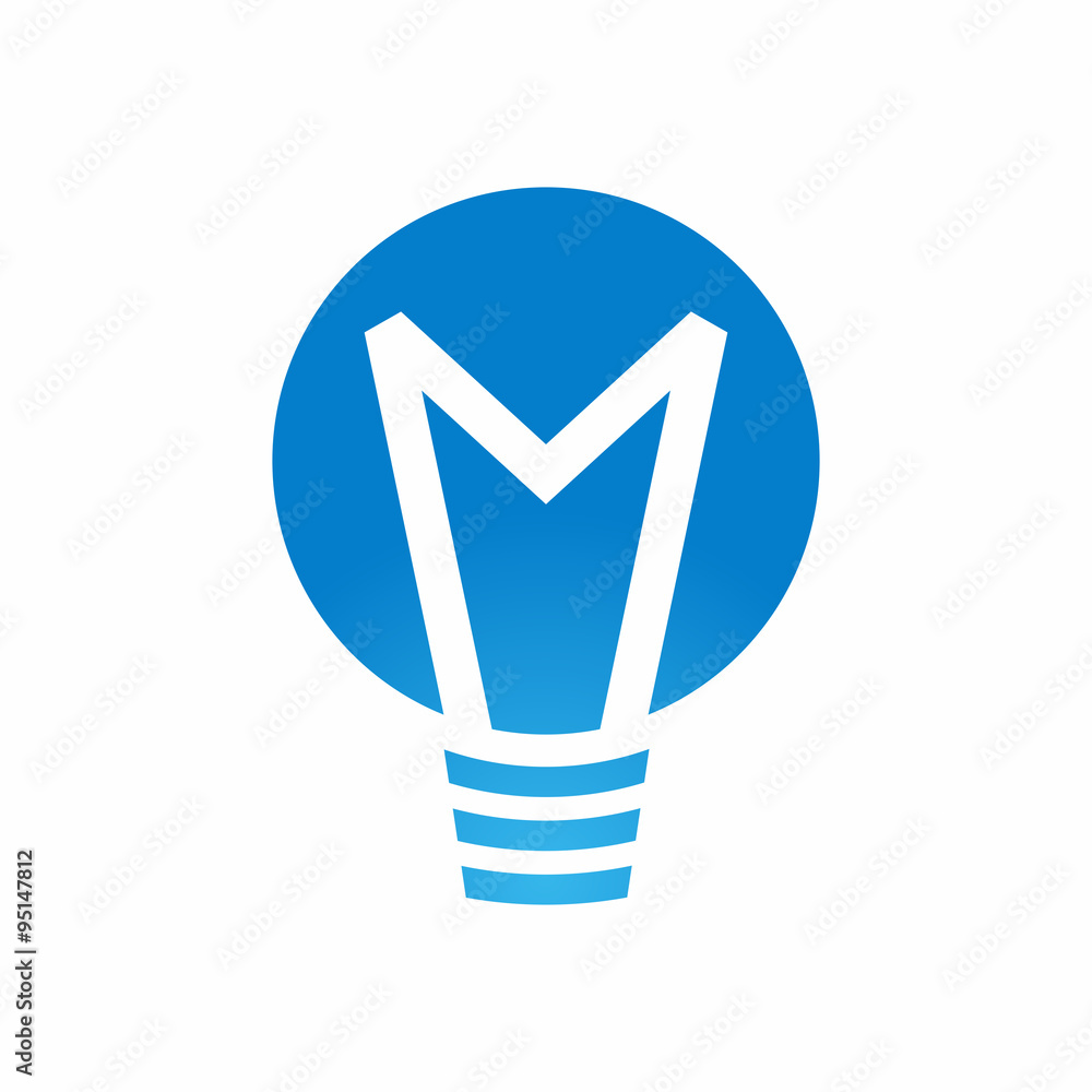 Creative Agency - M Initial Light Lamp Icon Logo Creative Agency - M Initial Light Lamp Icon Logo