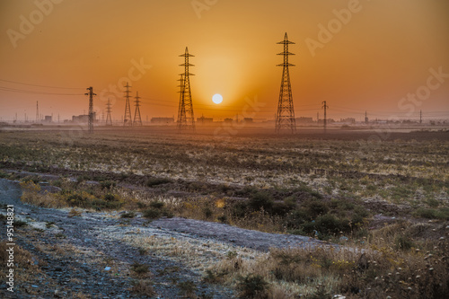 Sunset in Iraqi desert photo