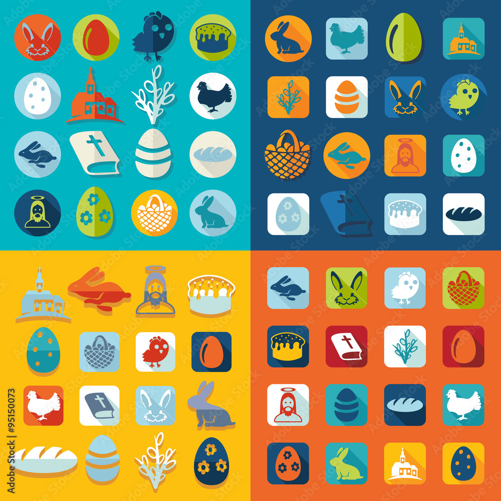 Set of easter icons Set of easter icons