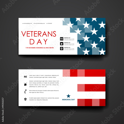 Set of modern design banner template in veterans day style