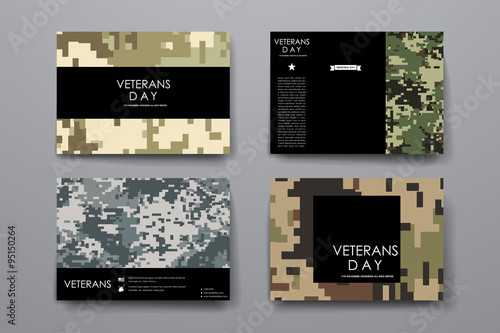 Set of brochure, poster design templates in veterans day style