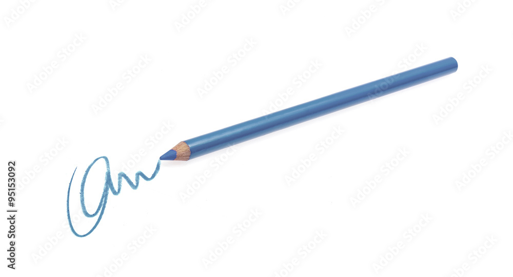 Cosmetic pencil and stroke isolated on white Cosmetic pencil and stroke isolated on white