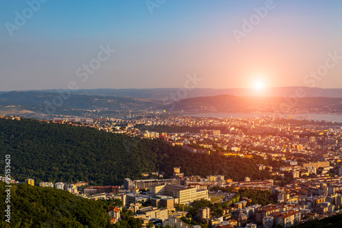 Sunset over the bay in Trieste