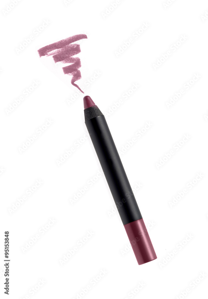 Cosmetic pencil and stroke isolated on white Cosmetic pencil and stroke isolated on white