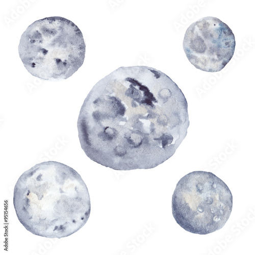 Watercolor Moon Illustrations Set