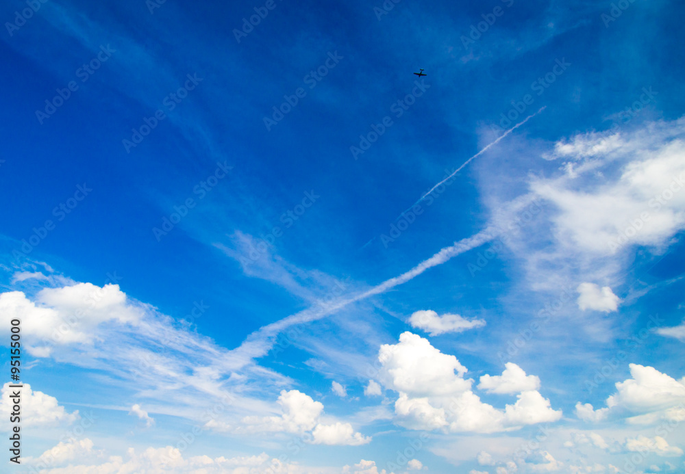 The blue sky with clouds, background The blue sky with clouds, background