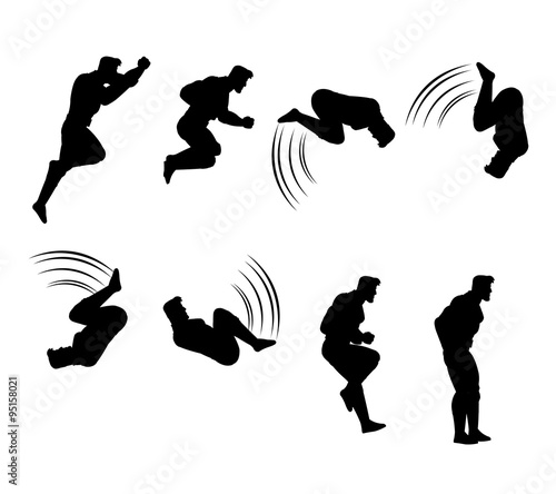 Man Silhouette Spin Jumping Animation Sprite