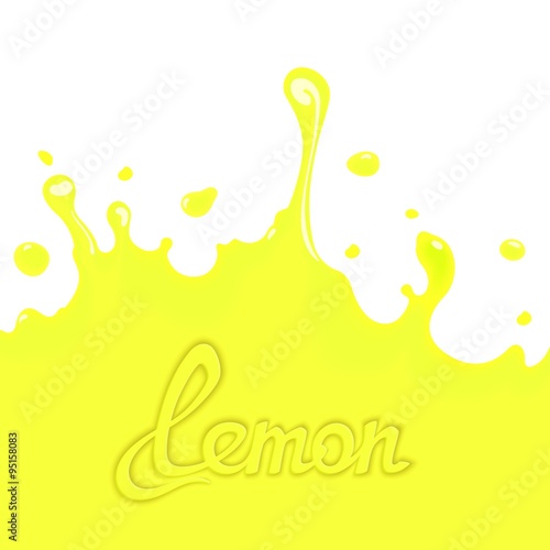 Bright lemon splash juice with calligraphy title. Art design elements