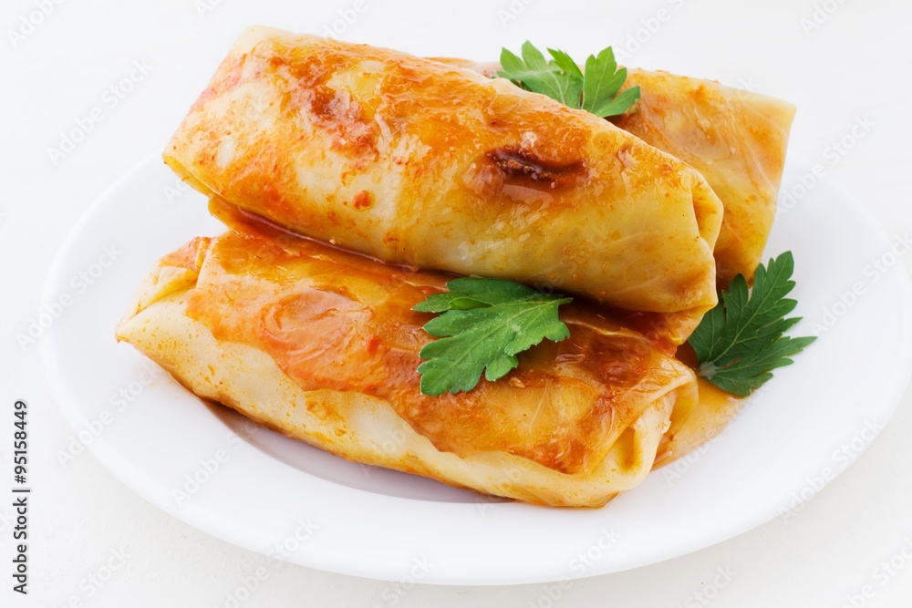 stuffed cabbage on a white background
stuffed cabbage on a white background