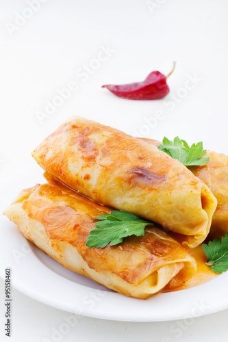 
stuffed cabbage on a white background