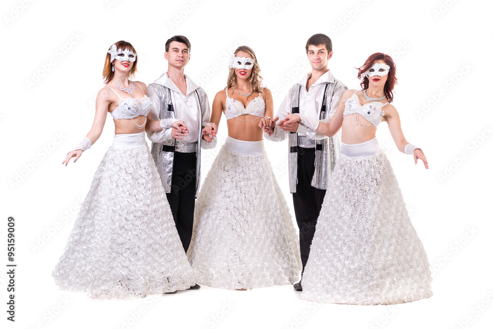 cabaret dancer team isolated on white cabaret dancer team isolated on white