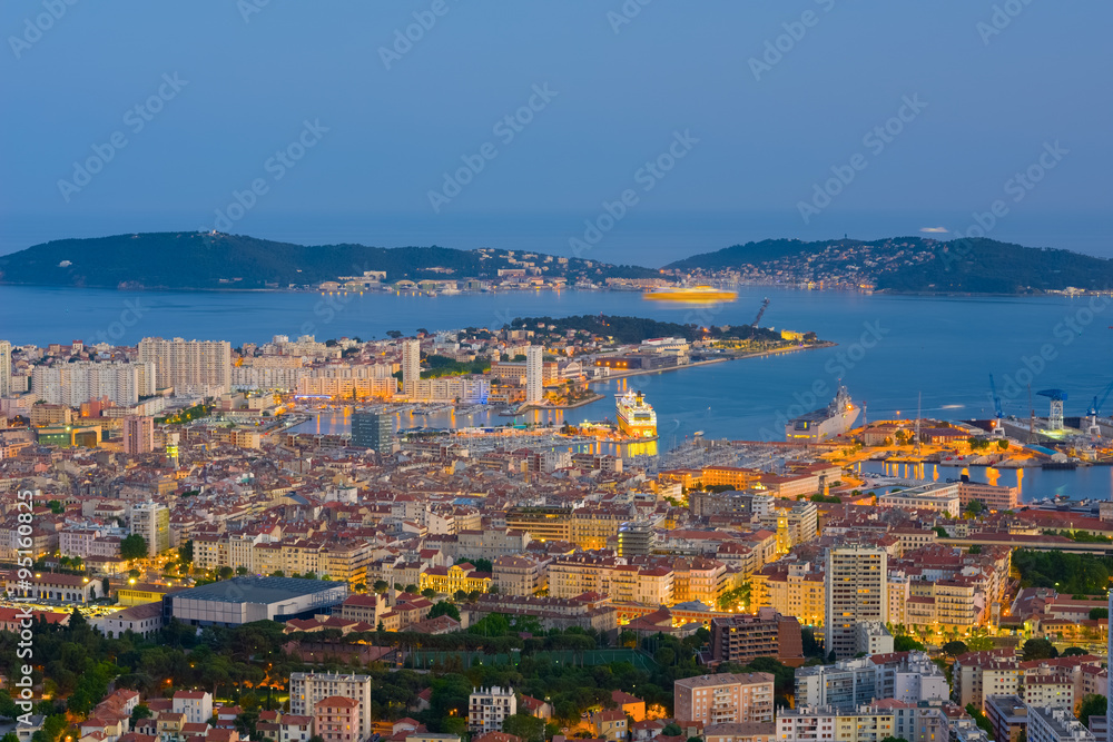 Cityscape of night Toulon