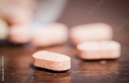 closeup medicine vitamin capsule