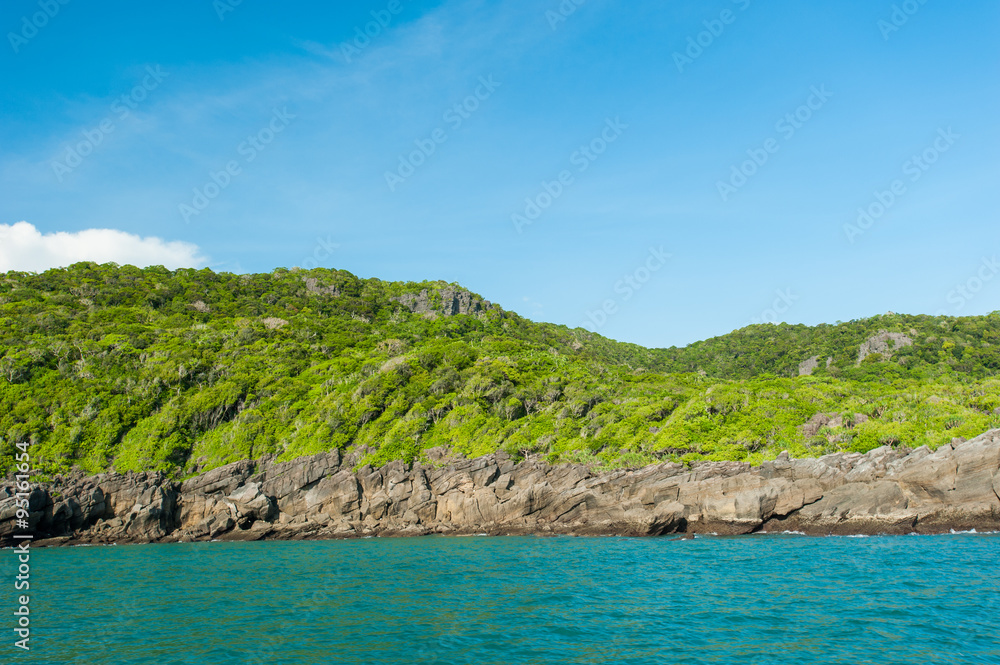 Rocks in the sea,Ocean view in sunny summer day