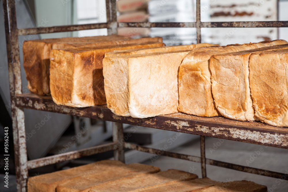 Bread Loaves On Metallic Rack