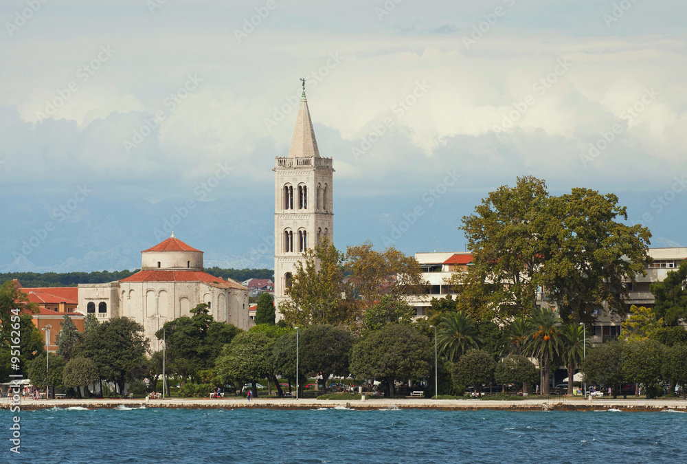 Zadar, Croatia - panorama from the sea with Church of St. Donatus