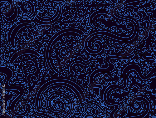 Abstract vector seamless pattern with curling lines