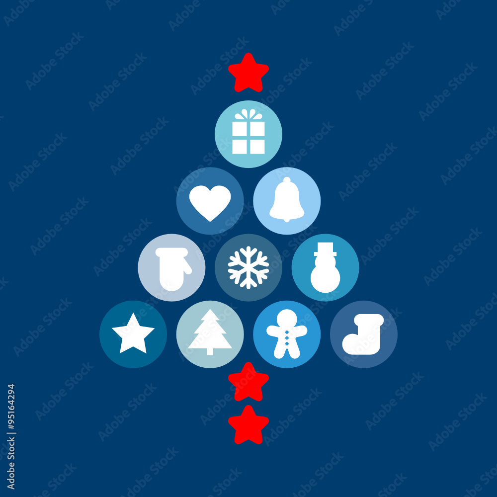 Christmas Tree Graphic Symbols Blue/Red Christmas Tree Graphic Symbols Blue/Red