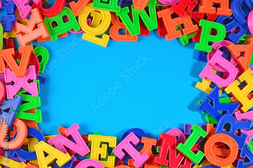 Frame of plastic colorful alphabet letters