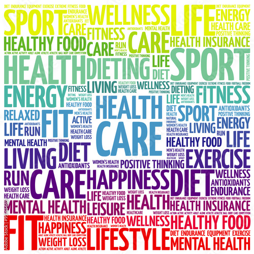Health care word cloud background, health concept