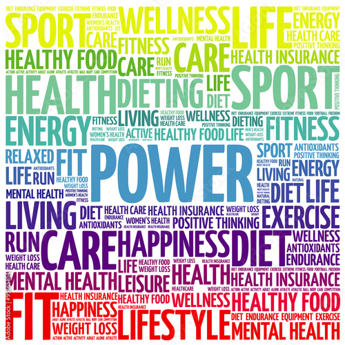 POWER word cloud background, health concept