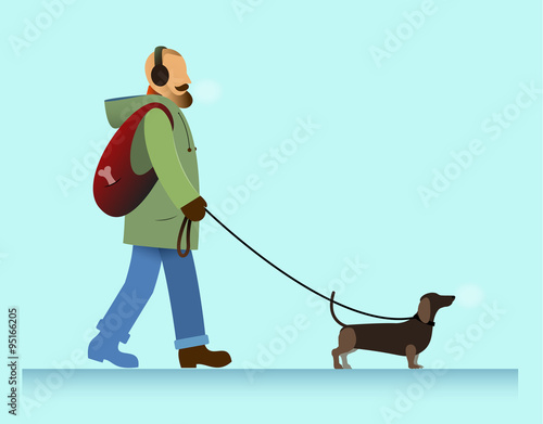 man with dog walking