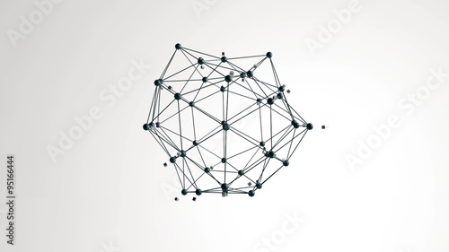 Icosahedron figure floating with particles loop