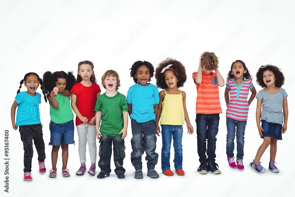 A row of children standing together A row of children standing together