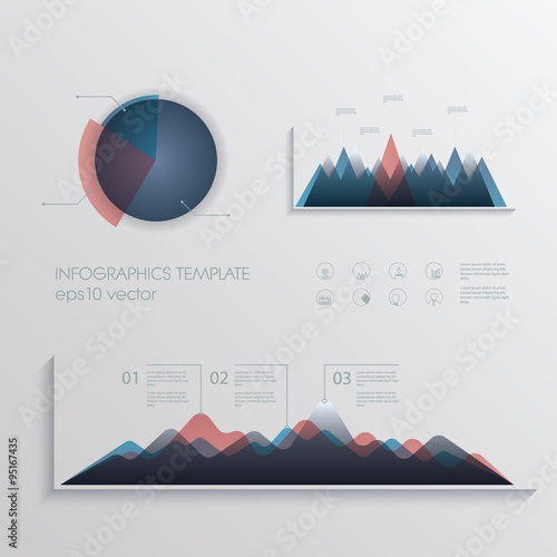 Flat design graphs and charts collection. Set of business presentation icons for infographics elements